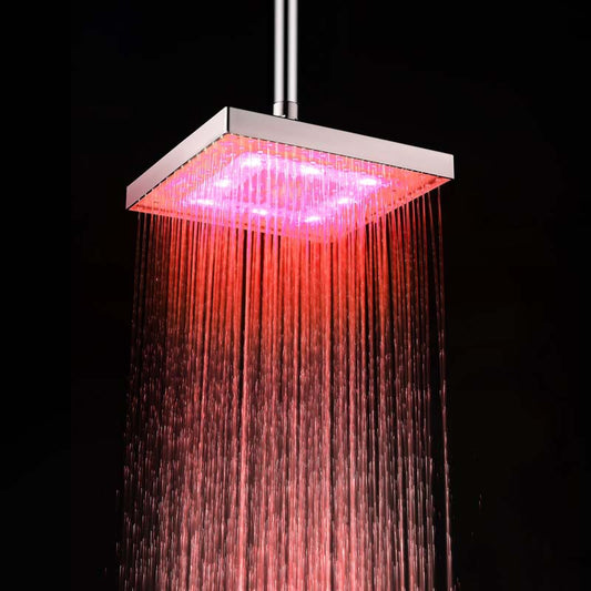 ABS Square LED Colorful/temperature Control Three-color Shower Top