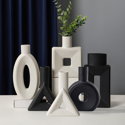 Geometric Vase Ceramic Modern Minimalist Furnishings Decoration